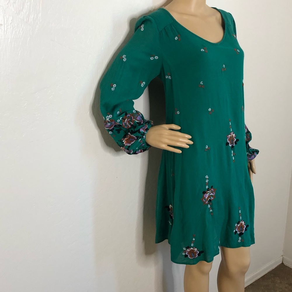 Free People Oxford Green Embroidered Dress - Picture 4 of 8